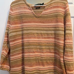 Lauren Ralph Lauren Linen Cotton Blend Striped Sweater XL